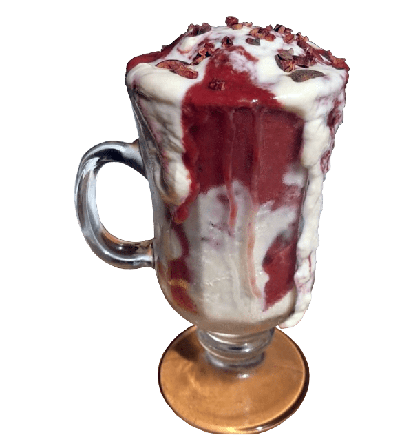 Milkshake made with ice cream and beet root powder